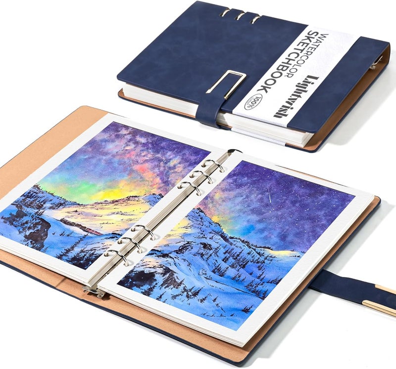 Lightwish Watercolor Sketchbook,100% Cotton Acid Free Watercolor Journal,600gsm Cold Press Watercolor Paper for Artists,Adults,Students,12 Sheets,5.8 * 8.2 Inches Paper - Image 1